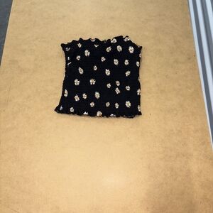 Shein Black Daisy Smocked Top